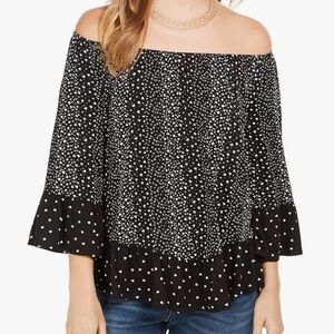 NWT Style & Co Women's Printed Off-The-Shoulder Heart Top XL